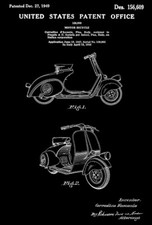 1949 - Motociclo Piaggio - C d'Ascanio - Poster Brevetto Arte