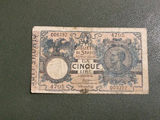 Banconota 5 Lire Re d'Italia con Matrice - RARA