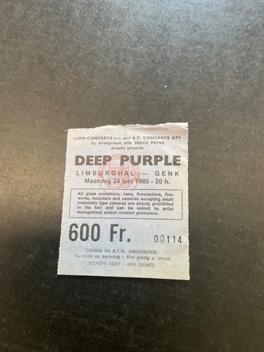 Deep purple ticket stub - ticket,