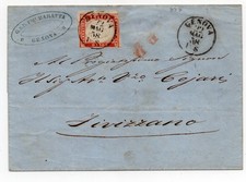 1858 SARDEGNA IV EMISSIONE40 C rosso vivo (30b)  GENOVA x FIVIZZANO