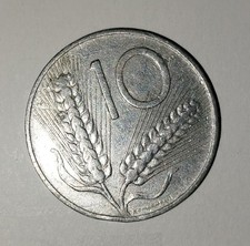 RARA E ANTICA  MONETA 10 Lire del 1955 - Repubblica Italiana - Spiga Aratro