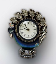 IN Legno Goffrato Dipinto a Mano Pavone Tavolo Orologio Indiano Arte Crafted