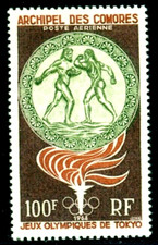 Olimpiadi estive Tokyo 1964, torcia, antichi atleti olimpici, Comore, 65, MNH