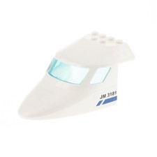 1x Lego aereo cabina di pilotaggio 6x10x4 bianco JM 3181 anteriore bombato 87612 87613pb006