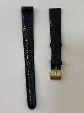 CINTURINO ORIGINALE OROLOGIO "LORENZ" ANSA 12 MM PELLE LUCERTOLA NERO- NUOVO