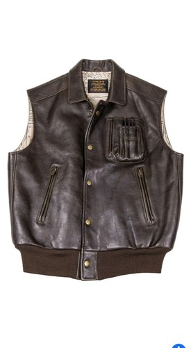 Gilet utility pelle - pelle, marrone