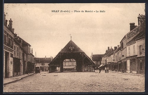 Cpa milly place marché - place, du