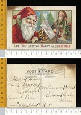 V1924] BABBO NATALE ST NICOLAS SANTA CLAUS CON GIOCATTOLI AIUTATO DA GNOMO ELFO