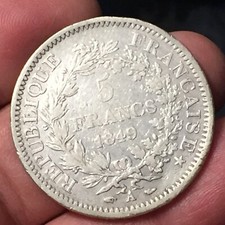 FRANCIA FRANCE 5 FRANCHI FRANCS ERCOLE HERCULE 1849  ARGENTO '900