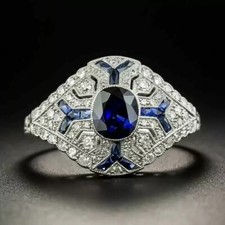 Art Deco Oval Sapphire & Lab