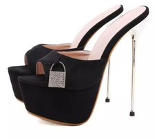 Sabot Neri Con Tacco 17 Cm E