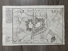 PIZZIGHETTONE 1725 Bodeneher Stampa Antica Originale Cremona Mappa Pianta