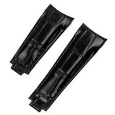 Cinturino Nero per Rolex Submariner, GMT, Daytona in Pelle Stampata Coccodrillo