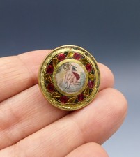 Rare Bouton Ancien Peint Sous