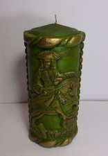 Grande Candela Cera Artistica Scultura Lavorata Mano Artigianale Italia cm 27