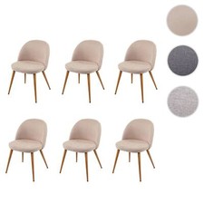 Set 6 sedie sala da pranzo HWC-D53, sedia reclinabile, retrò anni 50, tessuto/tessuto