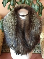 VINTAGE REAL SILVER FOX FUR SCARF COLLAR STOLE COLLO PELLICCIA VOLPE ARGENTATA