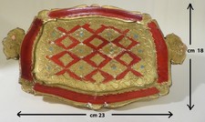 Vassoio legno rosso oro