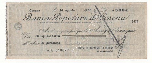 Assegno 500 lire - ,
