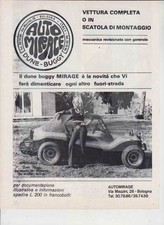 advertising Pubblicità -AUTO MIRAGE  DUNE BUGGY 1972 OFF ROAD.DUNE BUGGY-
