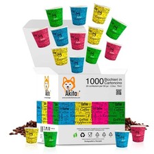 1000 Bicchierini caffè monouso carta Biodegradabile e Compostabile da 75ml