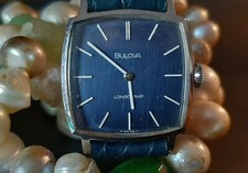 Orologio -Bulova longchamp 7631 acciaio quadrante blu anni 70Meccanico manuale