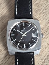 Fantastic Vintage 1970 Certina Argonaut Technical Crosshair black dial watch