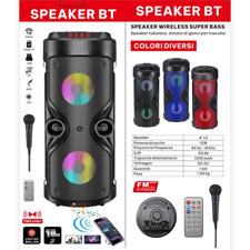 CASSA BLUETOOTH PORTATILE SPEAKER12W STEREO RADIO MICROFONO TELECOMANDO KARAOKE