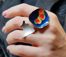 ANELLO APERTO MOD. CONCHA IN ARGENTO E SMALTO A FUOCO  MUCHINSKIY JEWELRY
