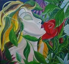 MARIA TAVERNITI OLIO TELA 80X80 AUTENTICA mangione,armodio,de Chirico,alinari