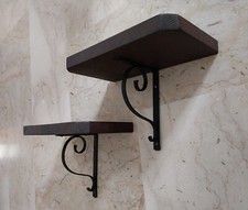 Mensole artigianali In legno massello 3 cm e staffe di ferro battuto ,da parete