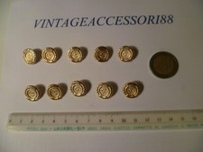 10 BOTTONI POLO MAGLIA STEMMA METALLO COLOR ORO LUCIDO ANNI 80 DIAMETRO CM 1,5