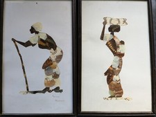 Quadri Ala Farfalla Africana Vintage Donna Figure Collage Wall Art