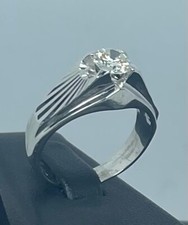 ANELLO UOMO SOLITARIO IN ORO BIANCO 18 KT 750 DIAMANTE BRILLANTE 0,88 CT USATO