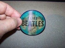 THE BEATLES ORIGINAL VARI-VUE PINBACK I LIKE THE BEATLES W THE FOUR HEADS WHEN M