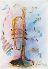 ERNESTO TRECCANI: ' Tromba ' Olio su tela 50x35, Archiviato+Autentica. STUPENDO!