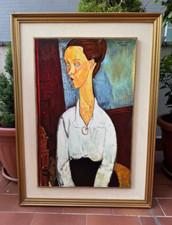 DIPINTO OLIO SU TELA - RITRATTO - COPIA DI MODIGLIANI - 66X91 - OTTIMO