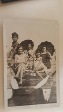 FOTO Cartolina Famiglia al mare a bordo del moscone old photo SP433 ^