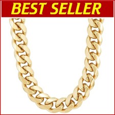 Collana maglia cubana resistente 11 mm - unisex taglio diamante placcato oro 24 carati