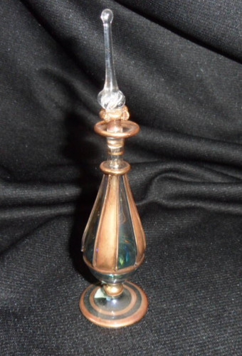 Perfume bottle blue gold - blue/gold, clear
