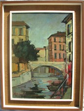 Gianpietro MAGGI (Milano 1934) Naviglio splendido Olio su tela cm70x50 + cornice
