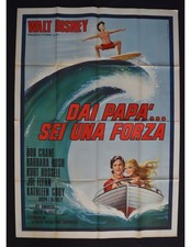 manifesto DAI PAPA' SEI UNA FORZA kurt russell surf windsurf onda mare A463
