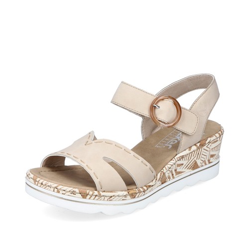 Rieker sandalo beige zeppa - rieker,