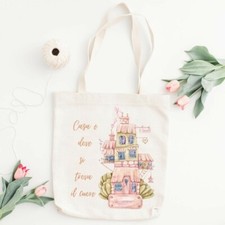 Shopping Bag di stoffa con stampa digitale - Casa è dove si trova il cuore