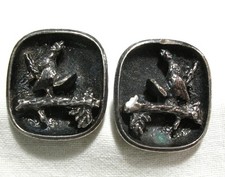 ANTICO GEMELLO VINTAGE AUSTRIA ARGENTO 800 KB CACCIA TACCHINO 11gr