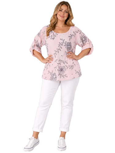 Top cotone floreale made - cotone,