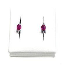 Orecchini rubini naturali taglio ovale diamanti oro bianco 18k Made in Italy