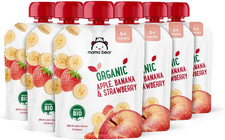 Marchio Amazon -  Pouch Purea Di Mela, Banana E Fragola Biologica, Vegetariano, 