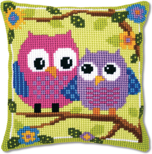 Kit cuscino punto croce - punto, gufi