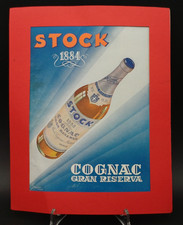 STOCK COGNAC GRAN RISERVA  LOCANDINA MANIFESTO CARTACEO 35X28 CENTIMETRI
